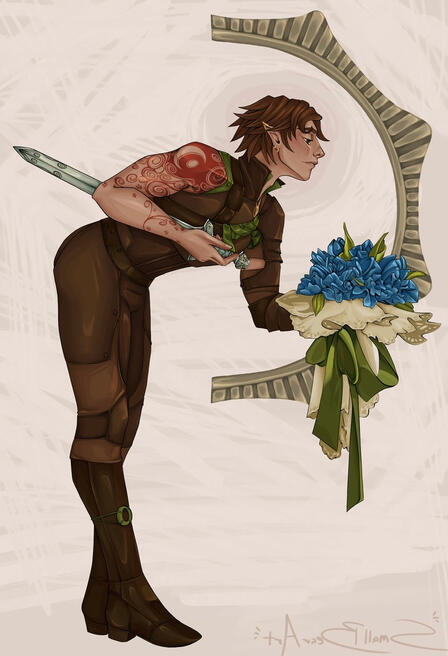 Oyrm of the Air Ashari (Critical Role) as a JC Leyendecker Painting for the Artist Guild of Exandria&#39;s Project &#39;Art History Style Swap&#39;