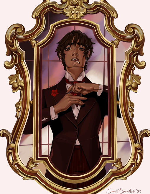 Nicholas D Wolfwood (Trigun) as a JC Leyendecker painting.