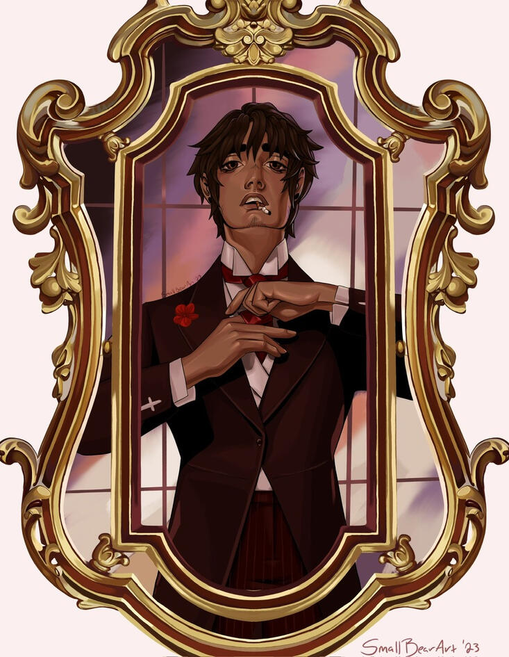 Nicholas D Wolfwood (Trigun) as a JC Leyendecker painting.